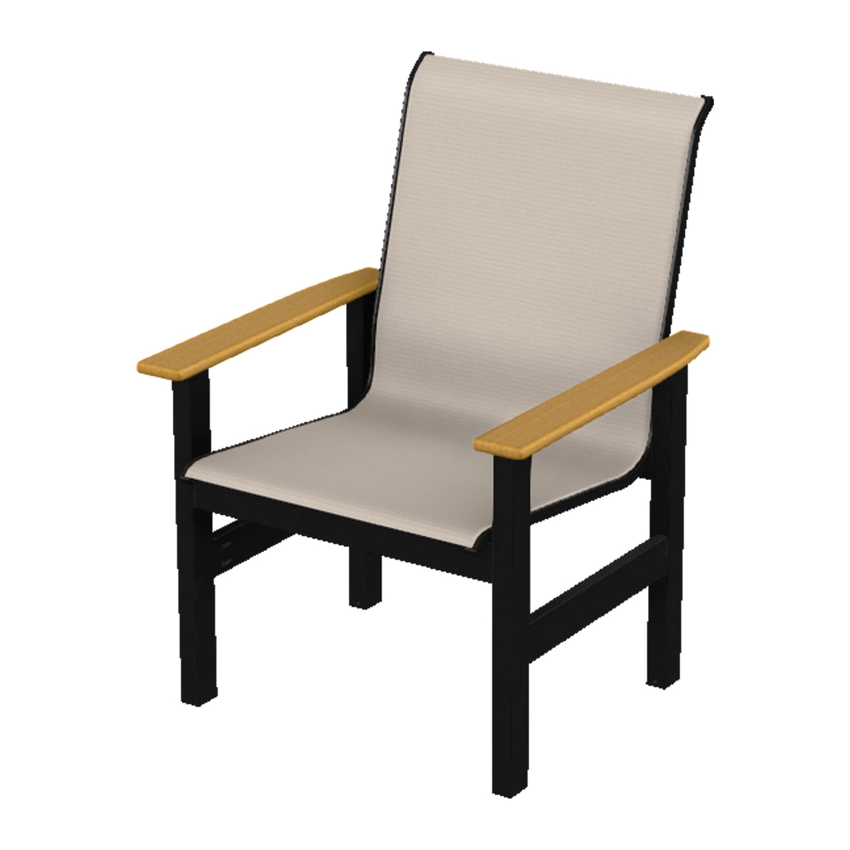 Leeward Sling Armchair — Black MGP / Teak Accents