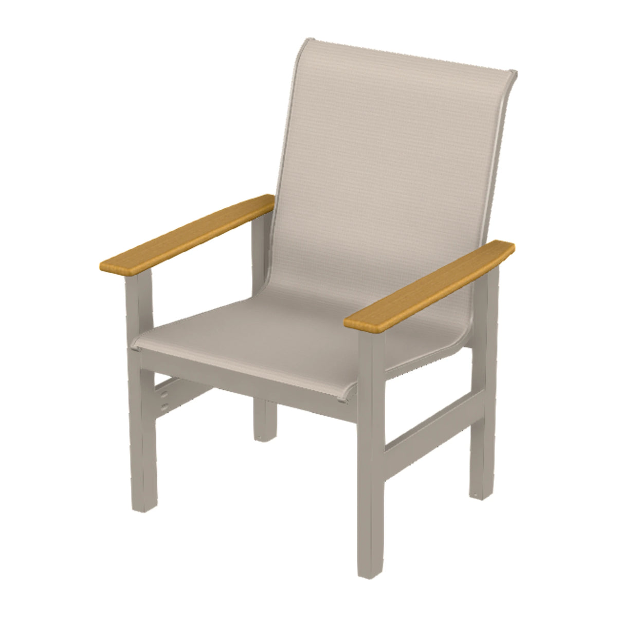 Leeward Sling Armchair — Warm Grey MGP / Teak Accents