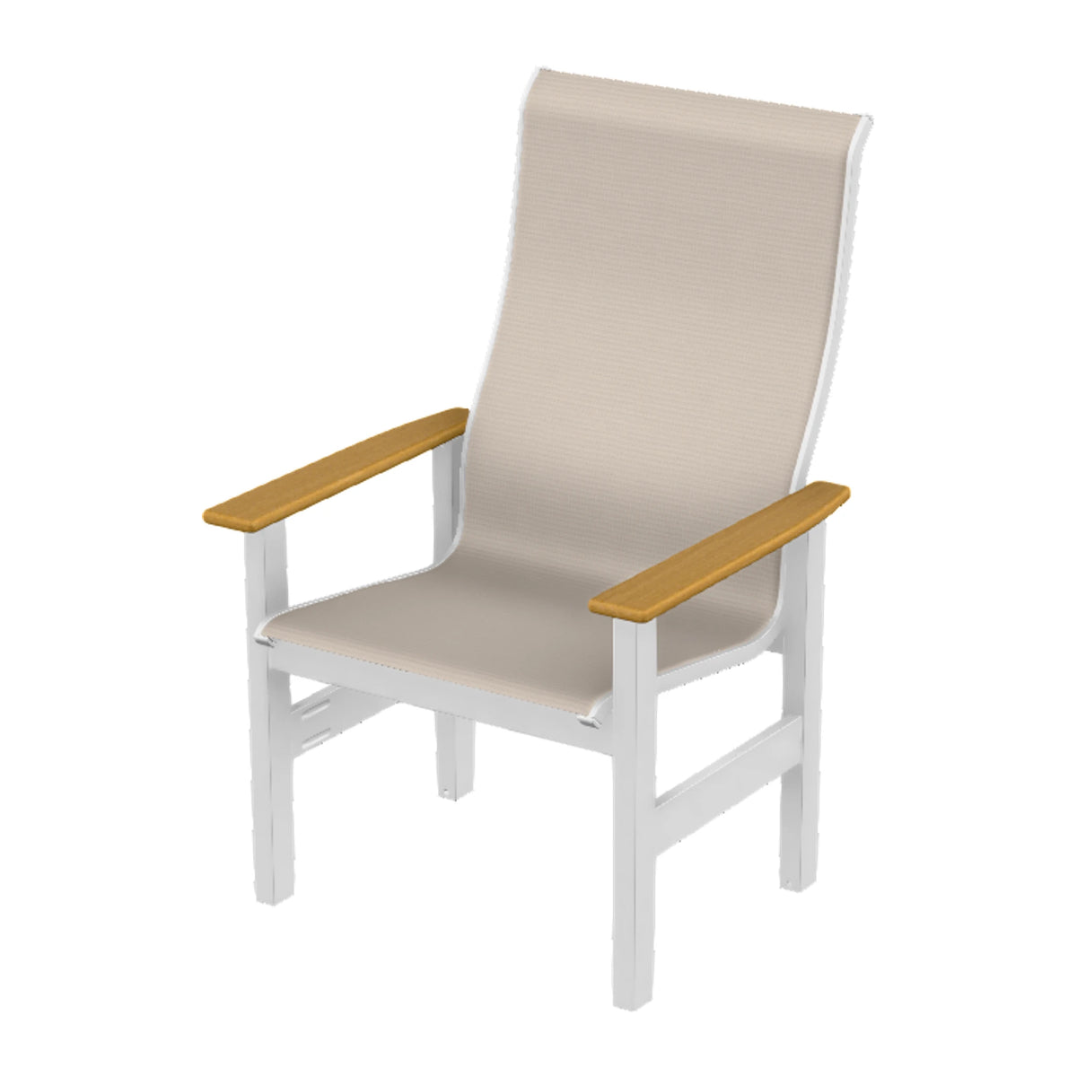 Leeward Sling Supreme Height Armchair — Snow MGP / Teak Accents