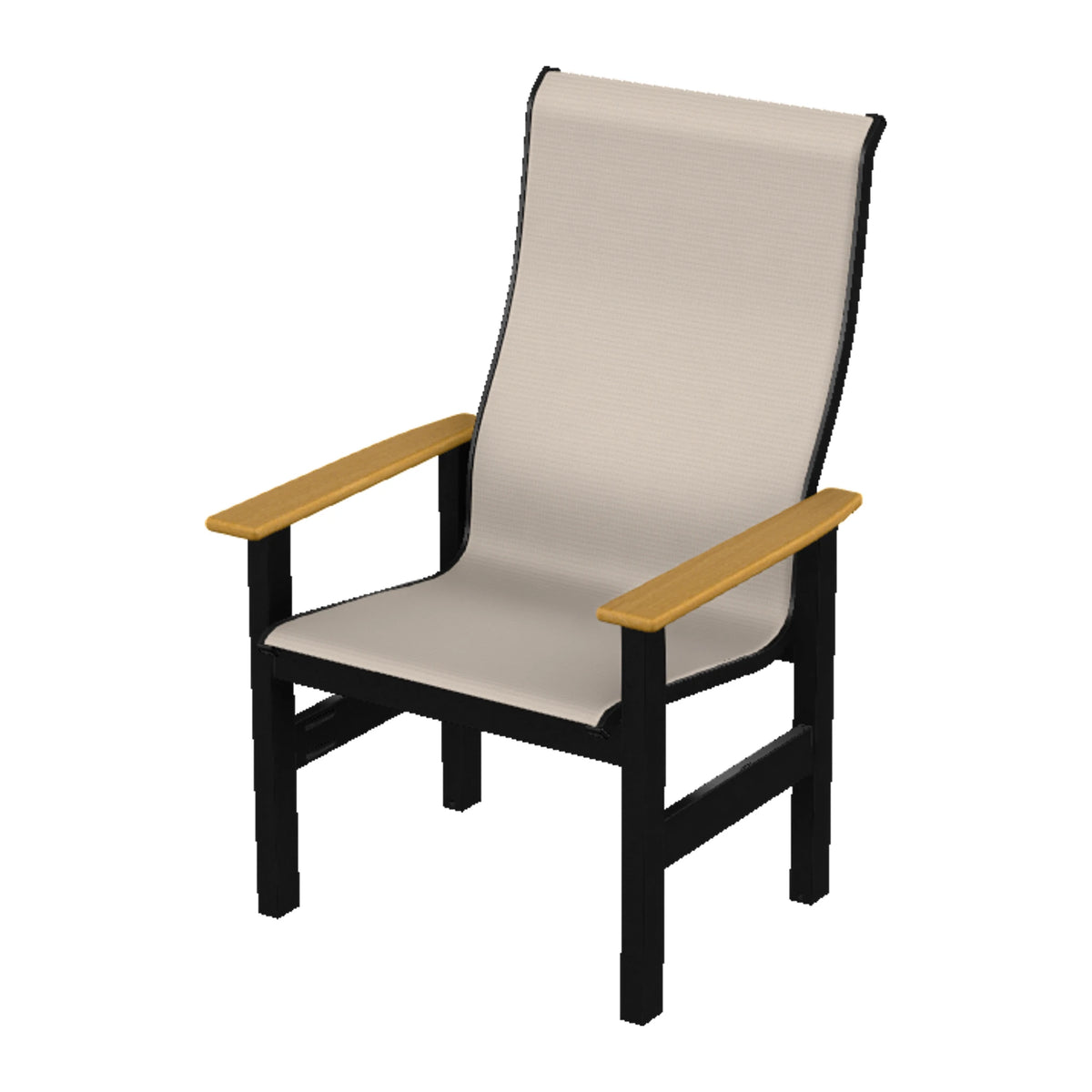 Leeward Sling Supreme Height Armchair — Black MGP / Teak Accents