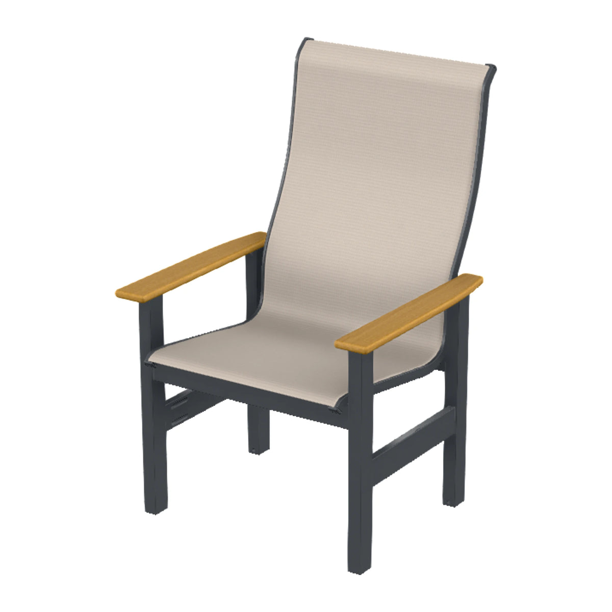 Leeward Sling Supreme Height Armchair — Classic Graphite MGP / Teak Accents