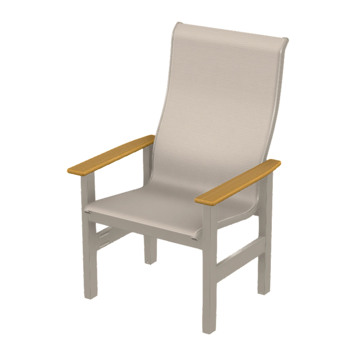 Leeward Sling Supreme Height Armchair — Warm Grey MGP / Teak Accents