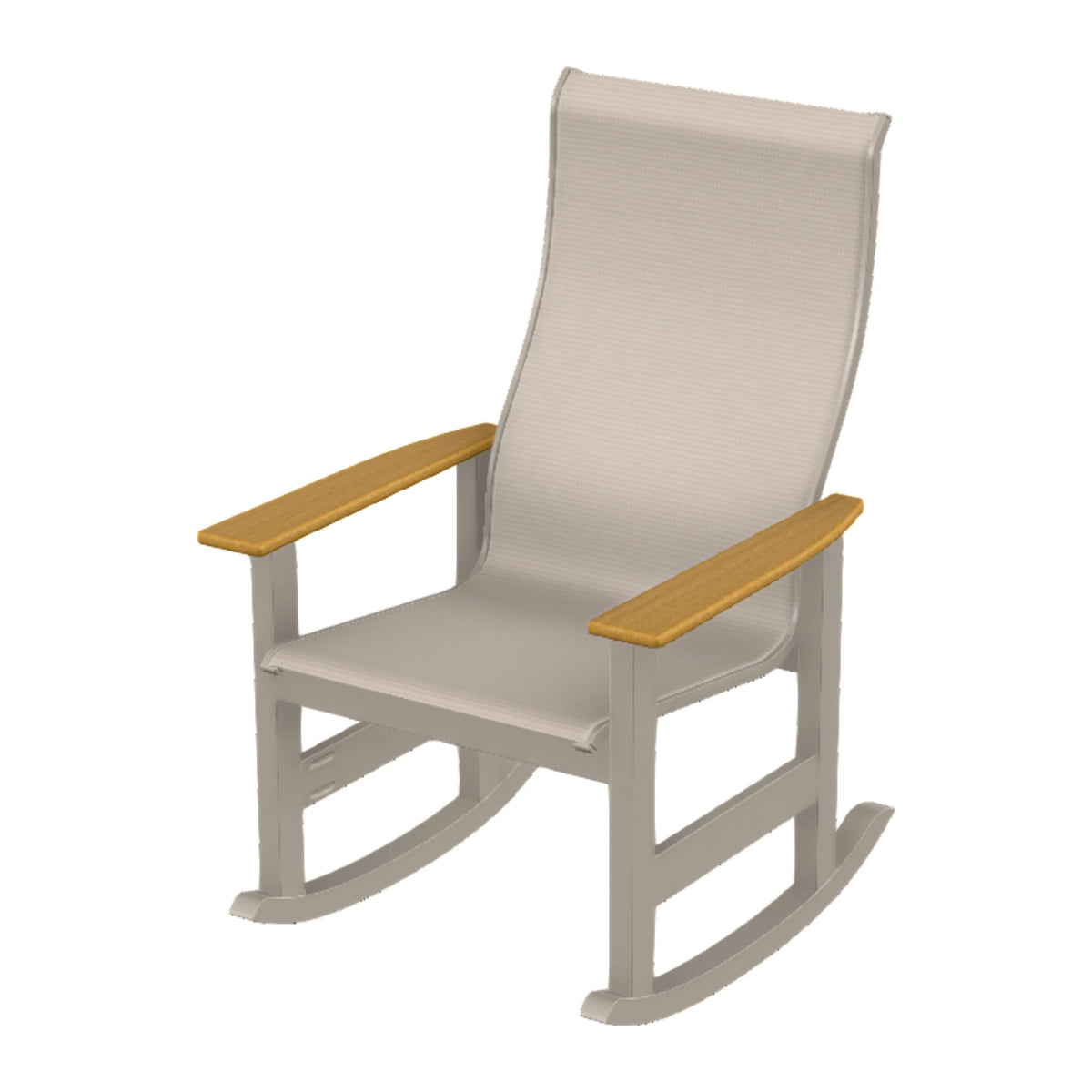 Leeward Sling Supreme Rocker — Warm Grey MGP / Teak Accents