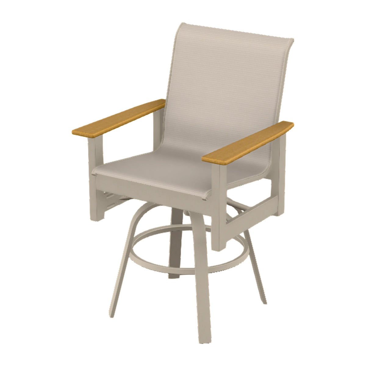Leeward Sling Balcony Swivel Chair — Desert Sand MGP / Teak Accents