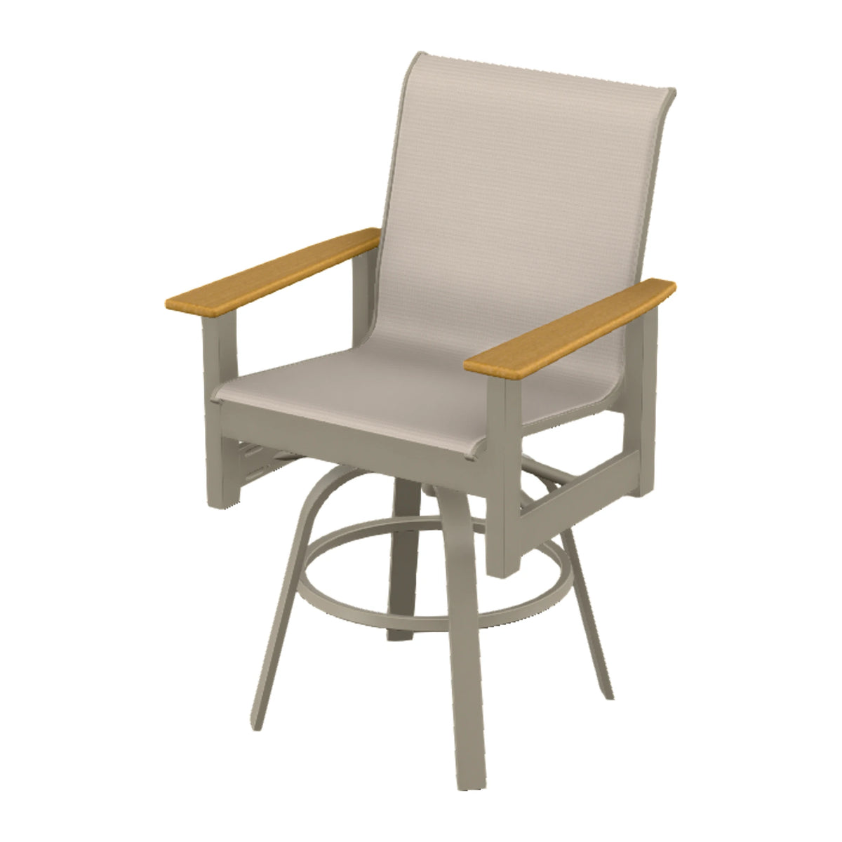 Leeward Sling Balcony Swivel Chair — Storm MGP / Teak Accents