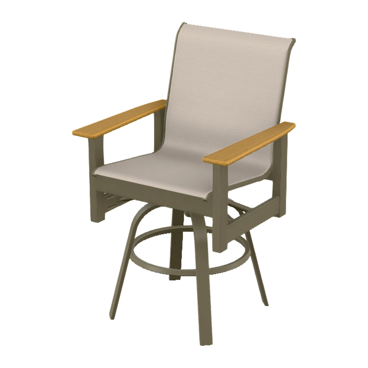 Leeward Sling Balcony Swivel Chair — Beachwood MGP / Teak Accents