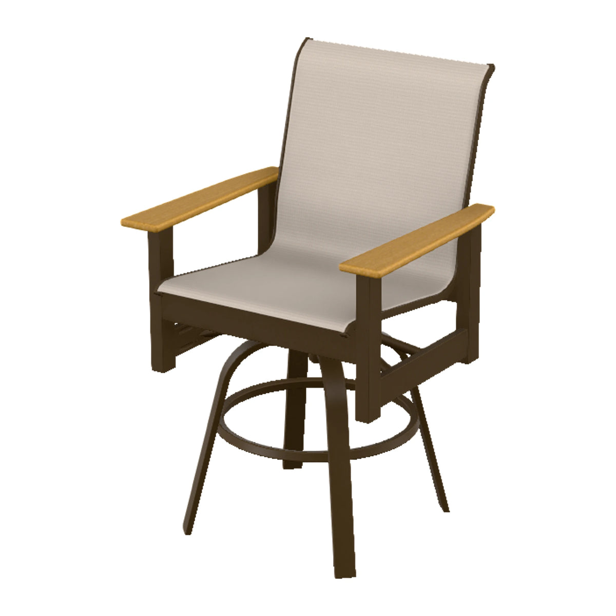 Leeward Sling Balcony Swivel Chair — Kona MGP / Teak Accents