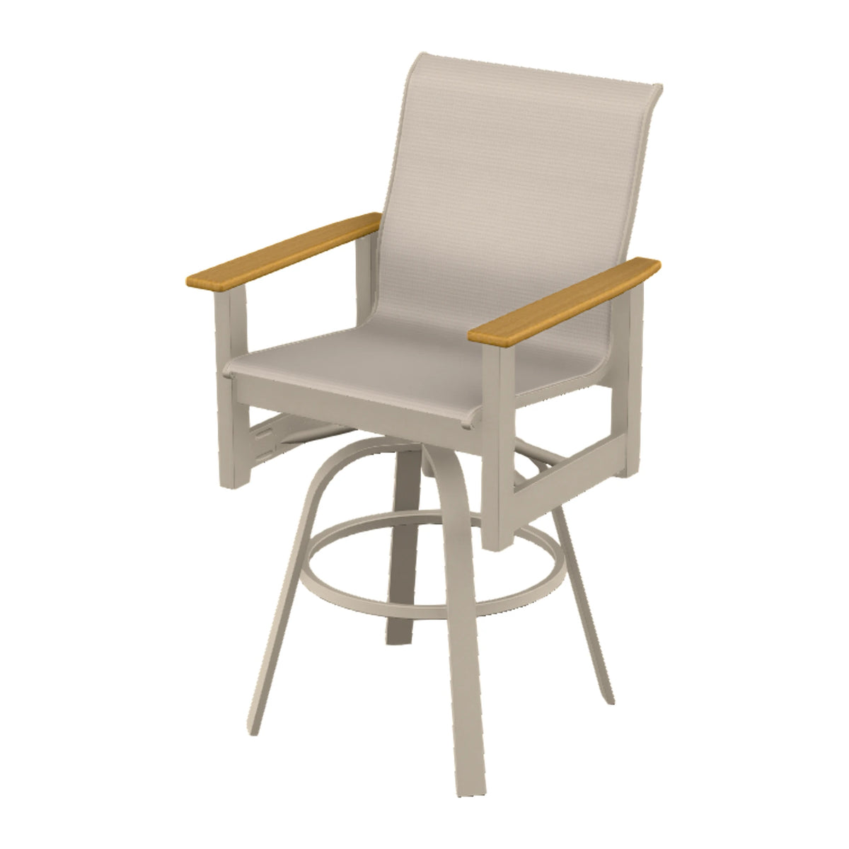 Leeward Sling Bar Swivel Chair — Desert Sand MGP / Teak Accents