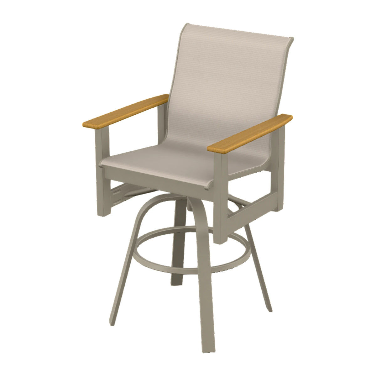Leeward Sling Bar Swivel Chair — Storm MGP / Teak Accents