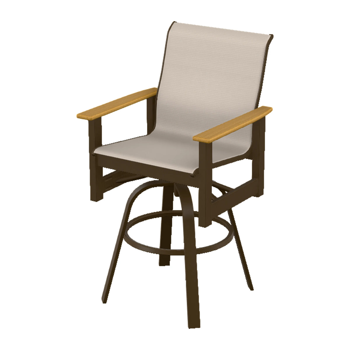 Leeward Sling Bar Swivel Chair — Kona MGP / Teak Accents