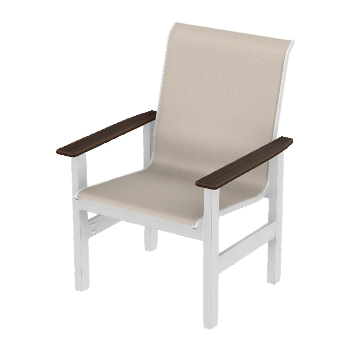 Leeward Sling Armchair — Snow MGP / Chestnut Accents