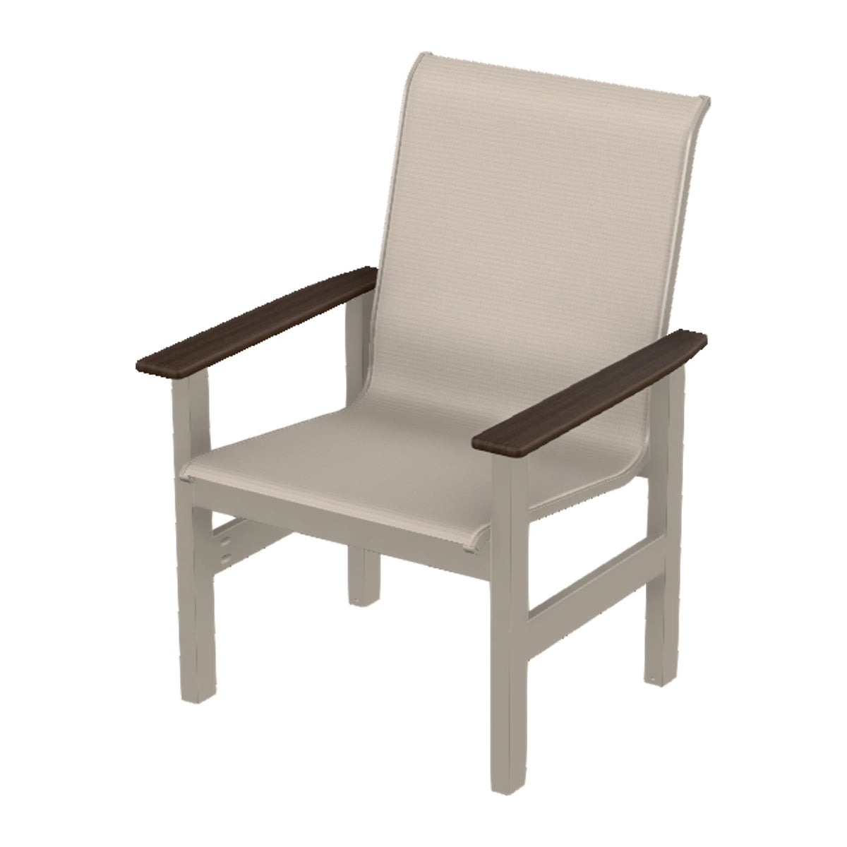 Leeward Sling Armchair — Warm Grey MGP / Chestnut Accents