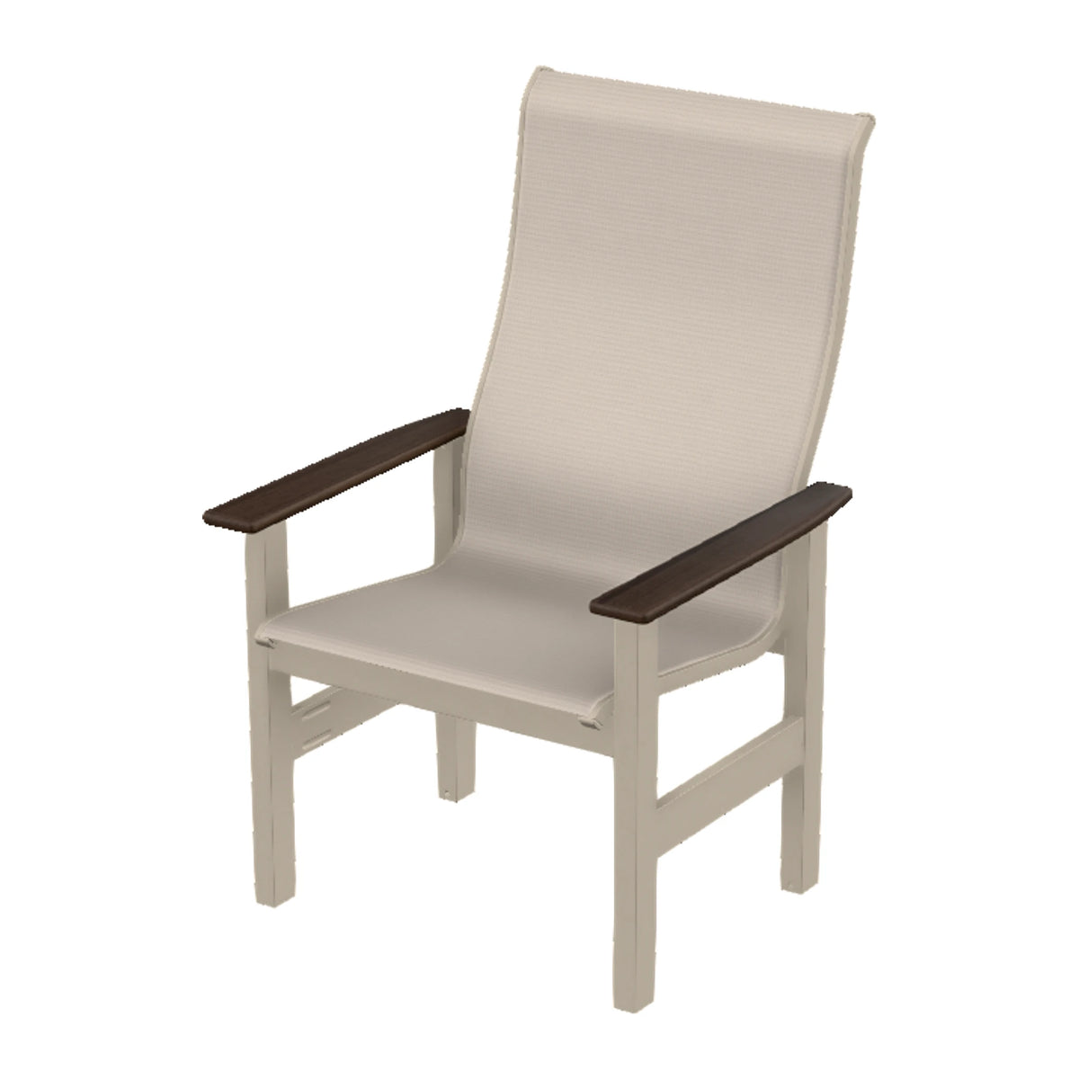 Leeward Sling Supreme Height Armchair — Desert Sand MGP / Chestnut Accents