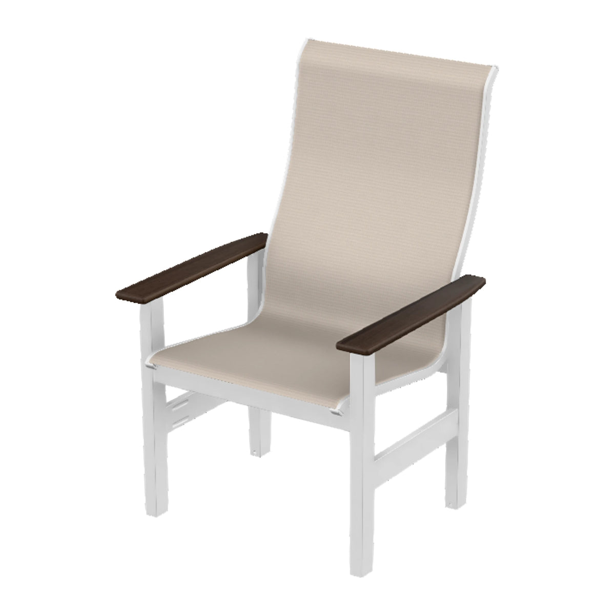 Leeward Sling Supreme Height Armchair — Snow MGP / Chestnut Accents