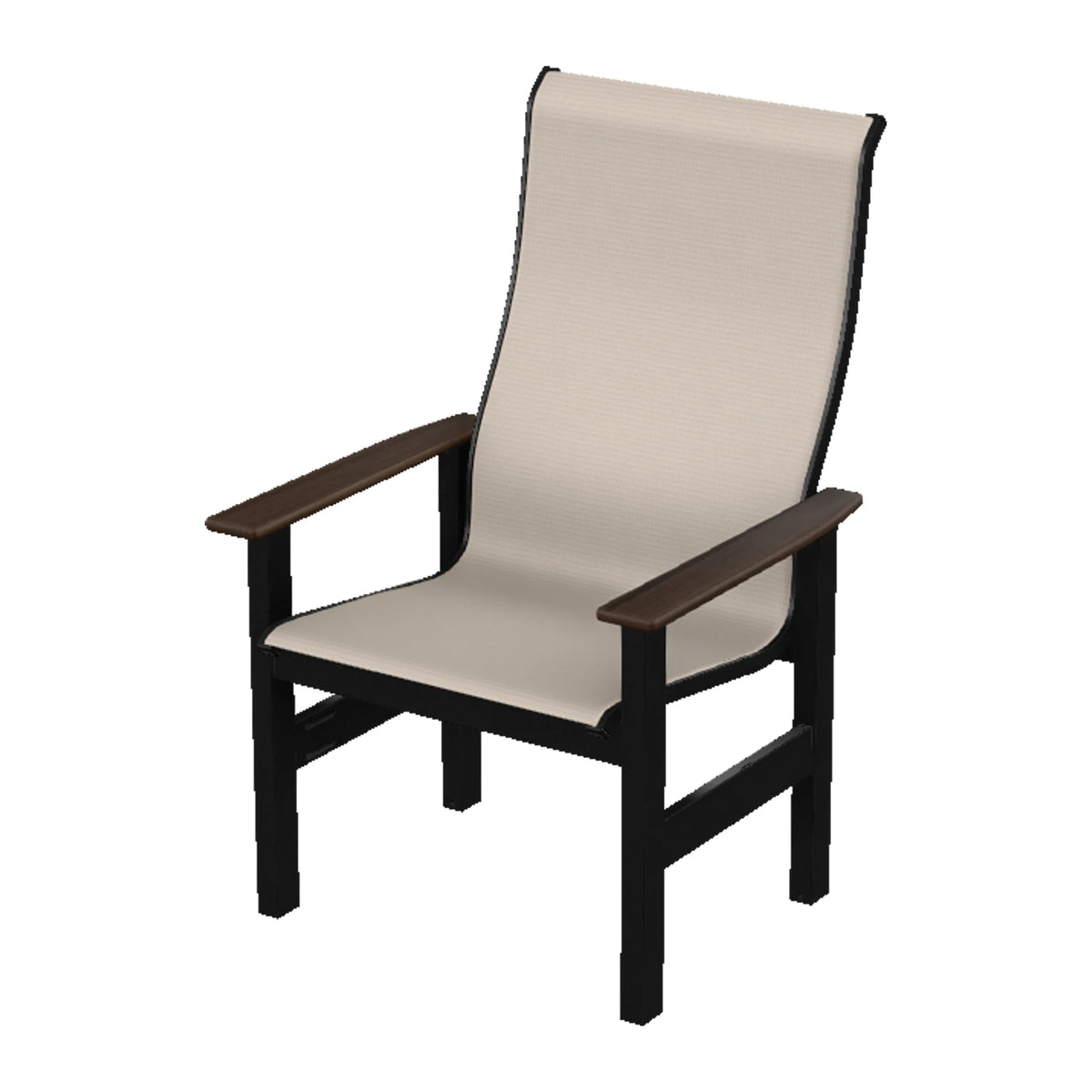 Leeward Sling Supreme Height Armchair — Black MGP / Chestnut Accents