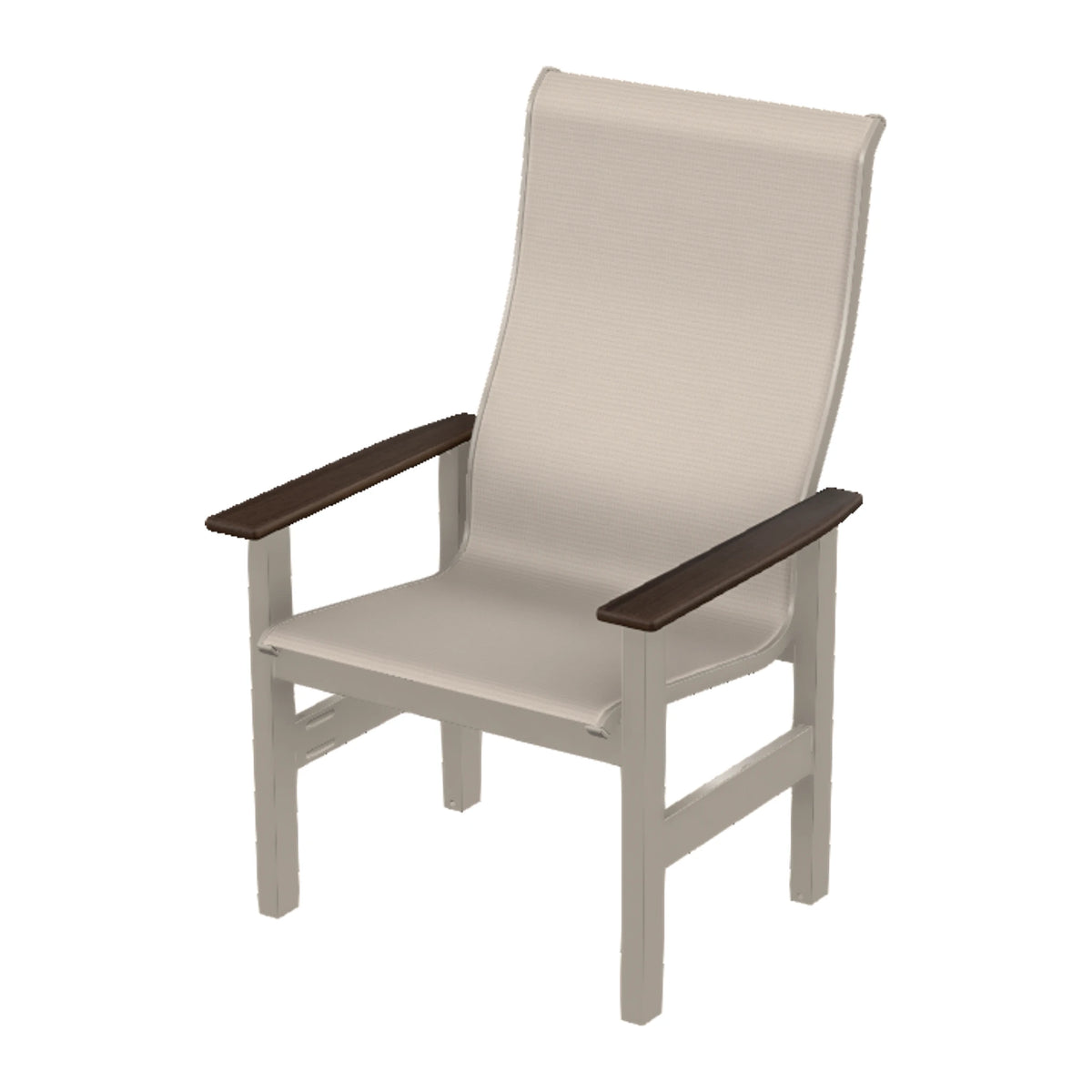 Leeward Sling Supreme Height Armchair — Warm Grey MGP / Chestnut Accents