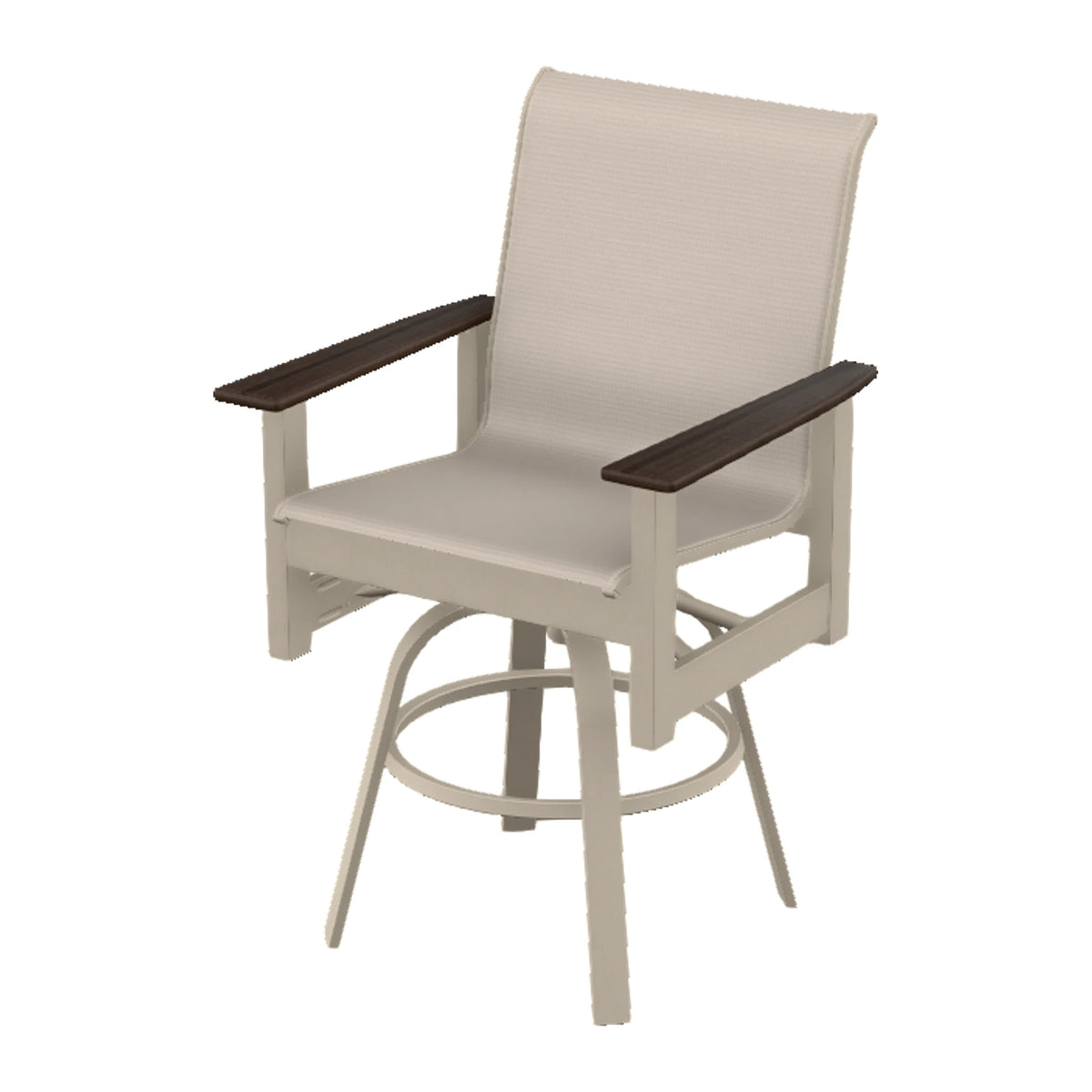 Leeward Sling Balcony Swivel Chair — Desert Sand MGP / Chestnut Accents