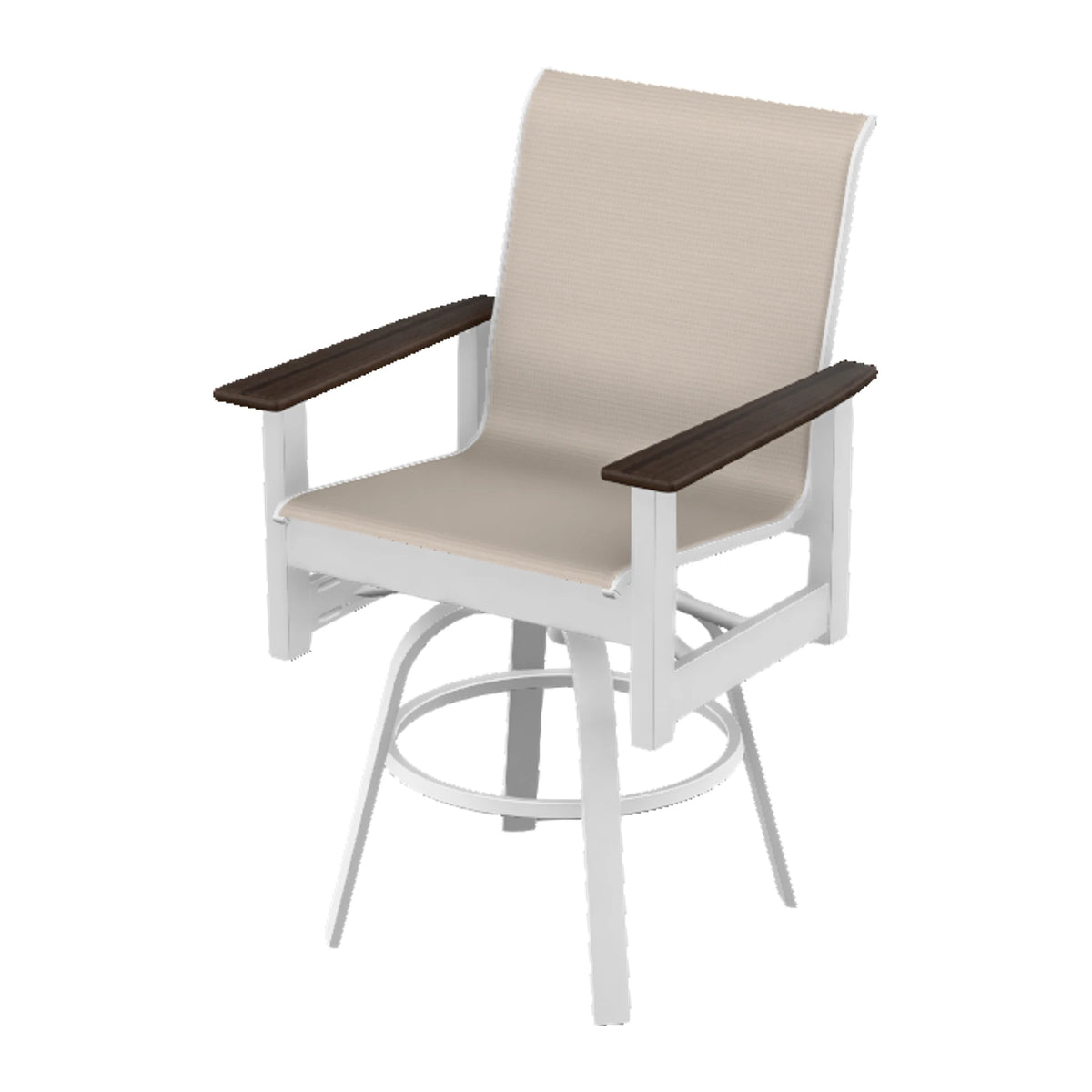 Leeward Sling Balcony Swivel Chair — Snow MGP / Chestnut Accents