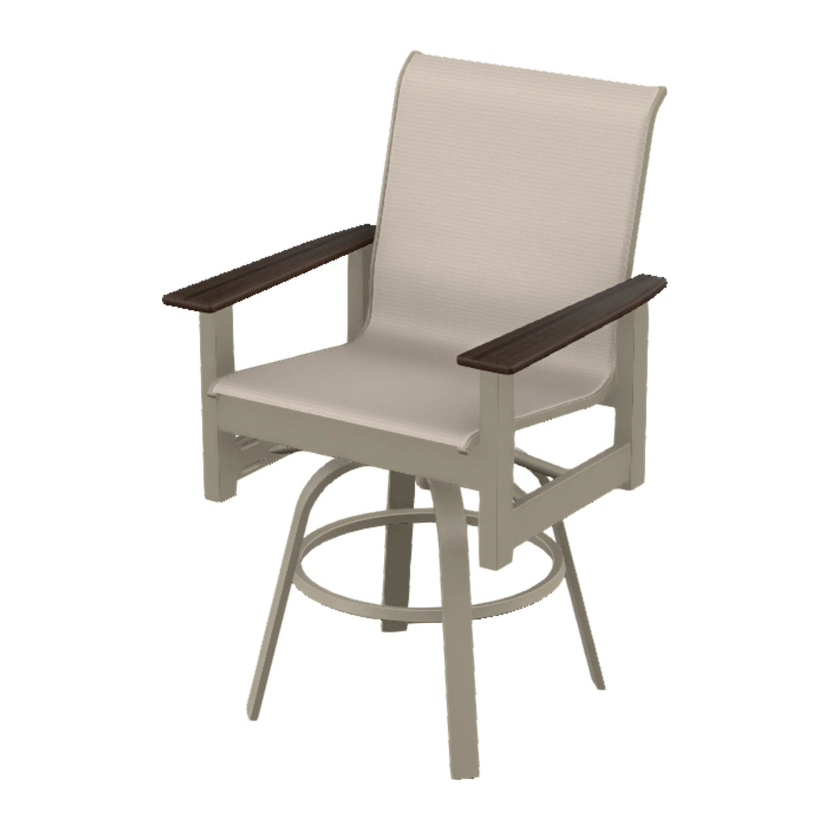 Leeward Sling Balcony Swivel Chair — Storm MGP / Chestnut Accents