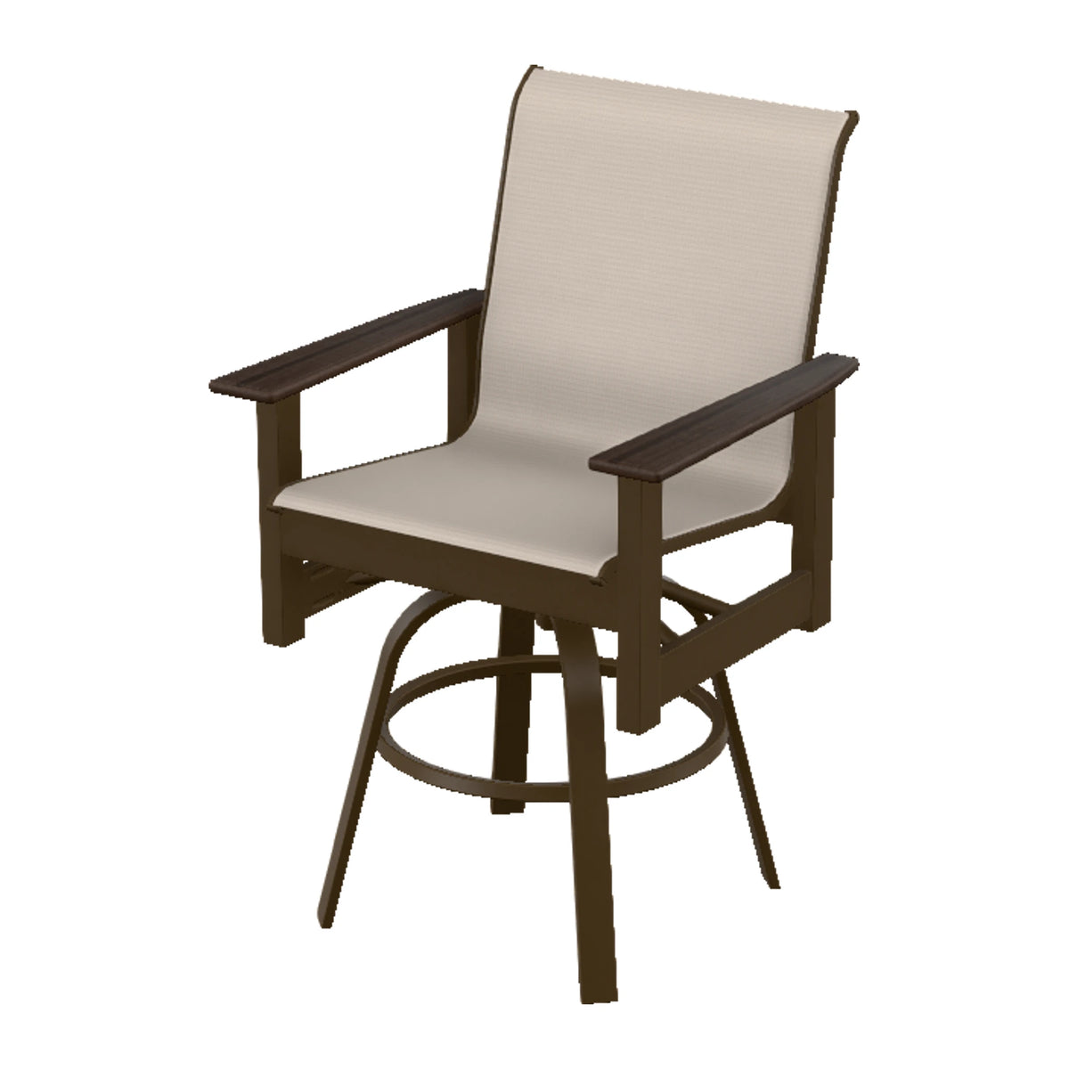 Leeward Sling Balcony Swivel Chair — Kona MGP / Chestnut Accents