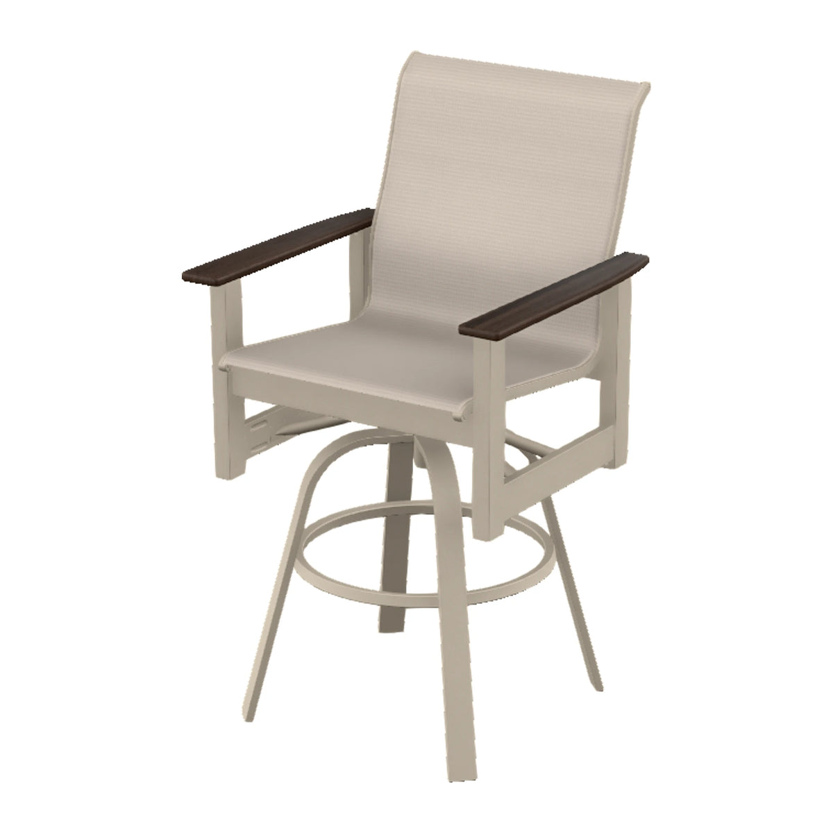 Leeward Sling Bar Swivel Chair — Desert Sand MGP / Chestnut Accents