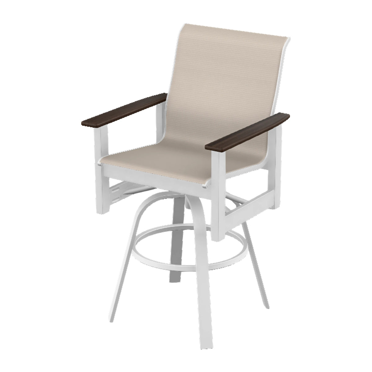 Leeward Sling Bar Swivel Chair — Snow MGP / Chestnut Accents