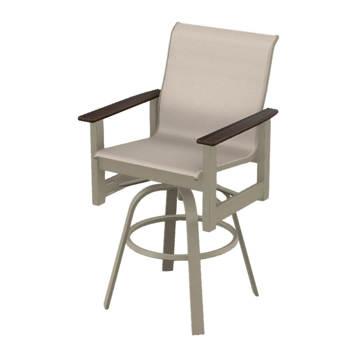 Leeward Sling Bar Swivel Chair — Storm MGP / Chestnut Accents