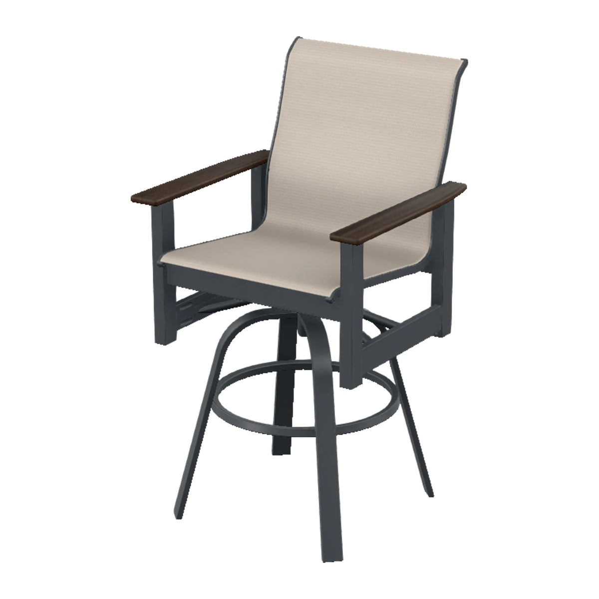 Leeward Sling Bar Swivel Chair — Classic Graphite MGP / Chestnut Accents