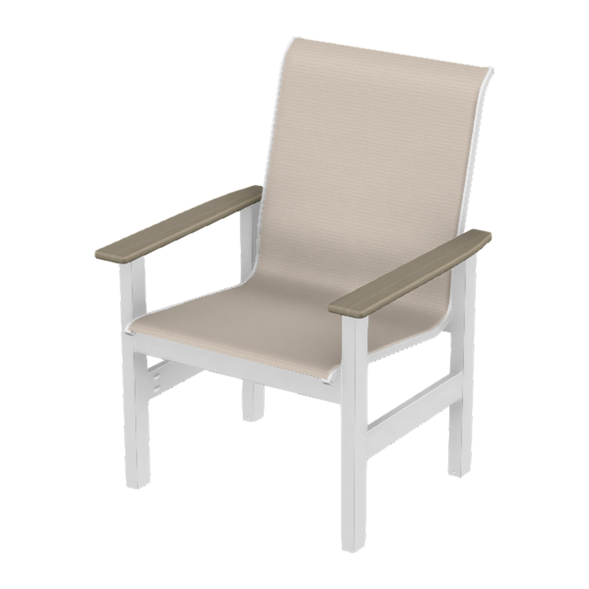 Leeward Sling Armchair — Snow MGP / Weathered Wood Accent