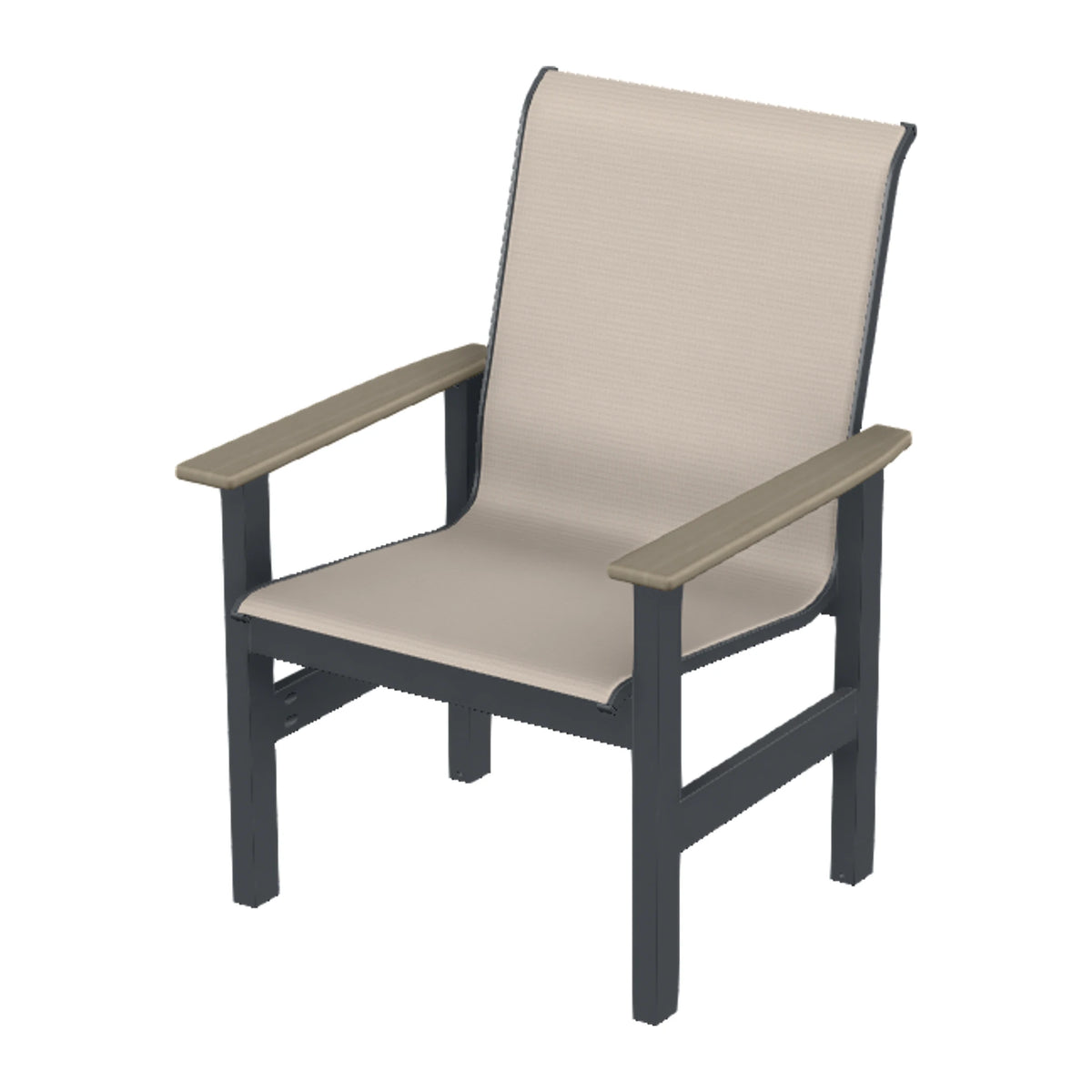 Leeward Sling Armchair — Classic Graphite MGP / Weathered Wood Accent
