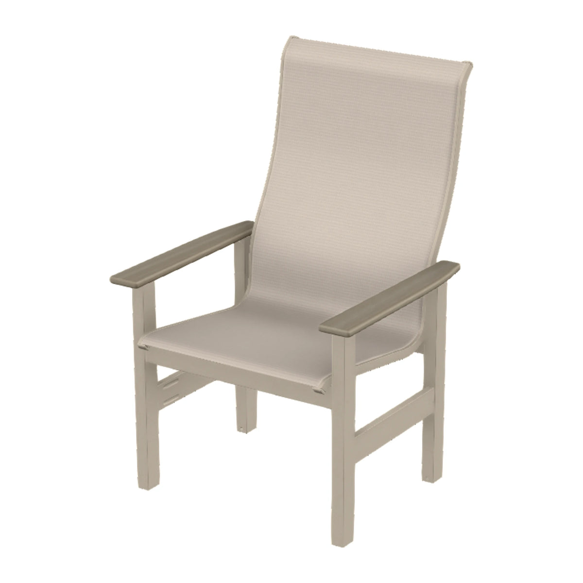 Leeward Sling Supreme Height Armchair — Desert Sand MGP / Weathered Wood Accent