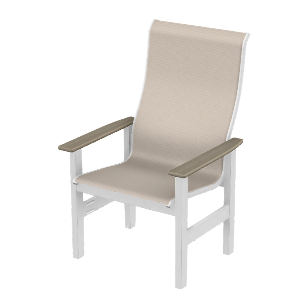 Leeward Sling Supreme Height Armchair — Snow MGP / Weathered Wood Accent