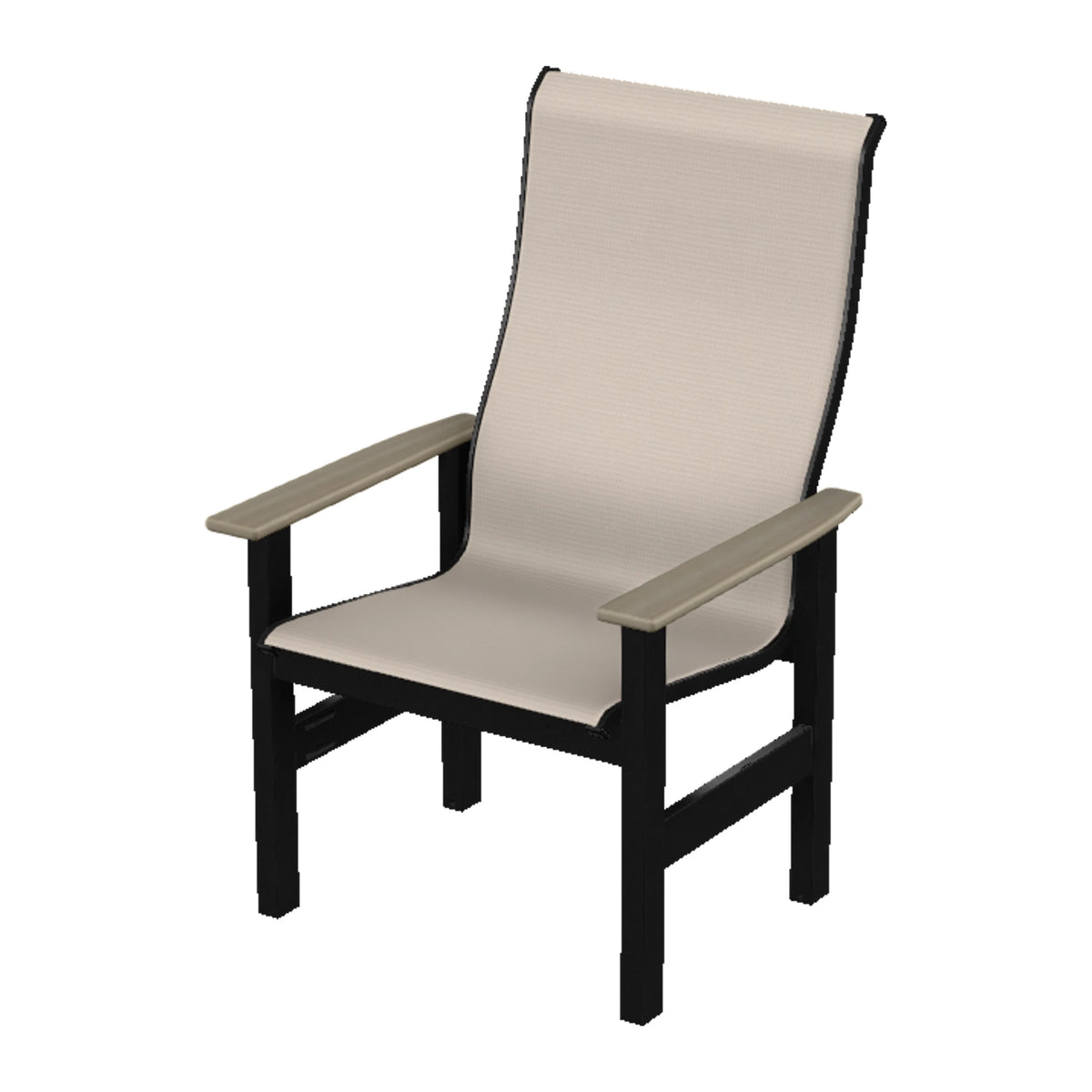 Leeward Sling Supreme Height Armchair — Black MGP / Weathered Wood Accent