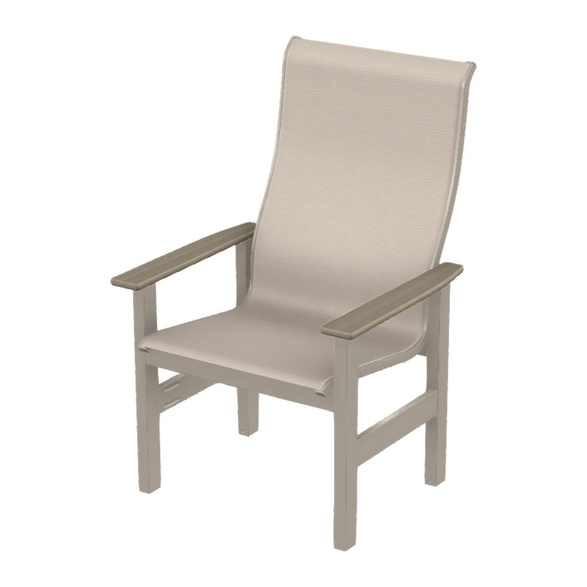 Leeward Sling Supreme Height Armchair — Warm Grey MGP / Weathered Wood Accent