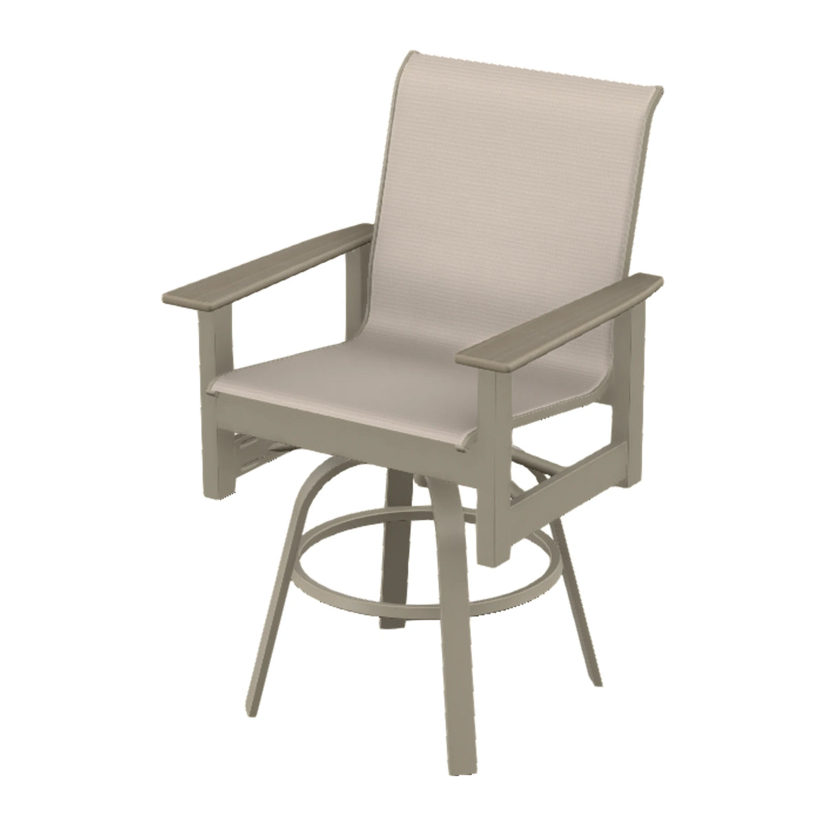 Leeward Sling Balcony Swivel Chair — Storm MGP / Weathered Wood Accent