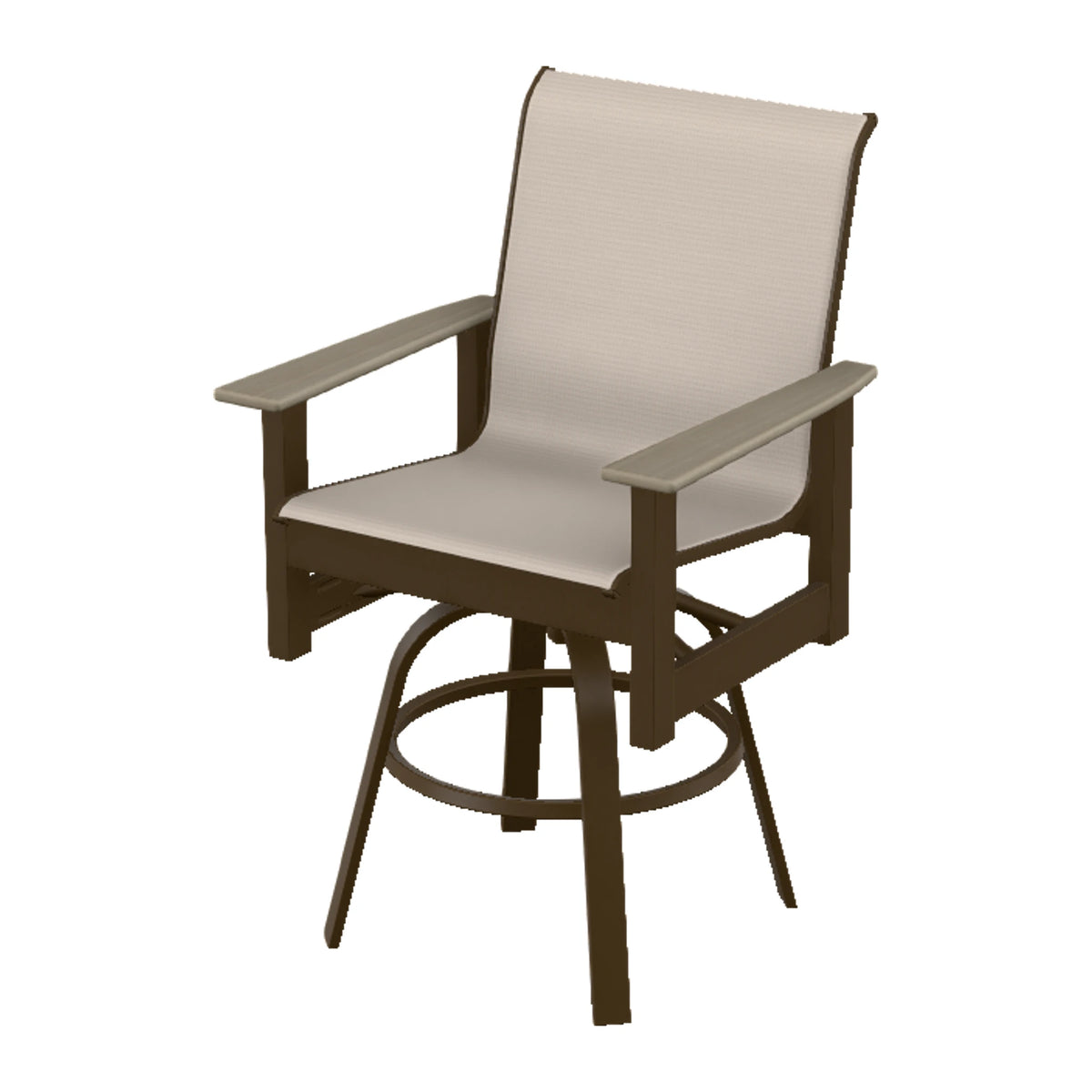 Leeward Sling Balcony Swivel Chair — Kona MGP / Weathered Wood Accent