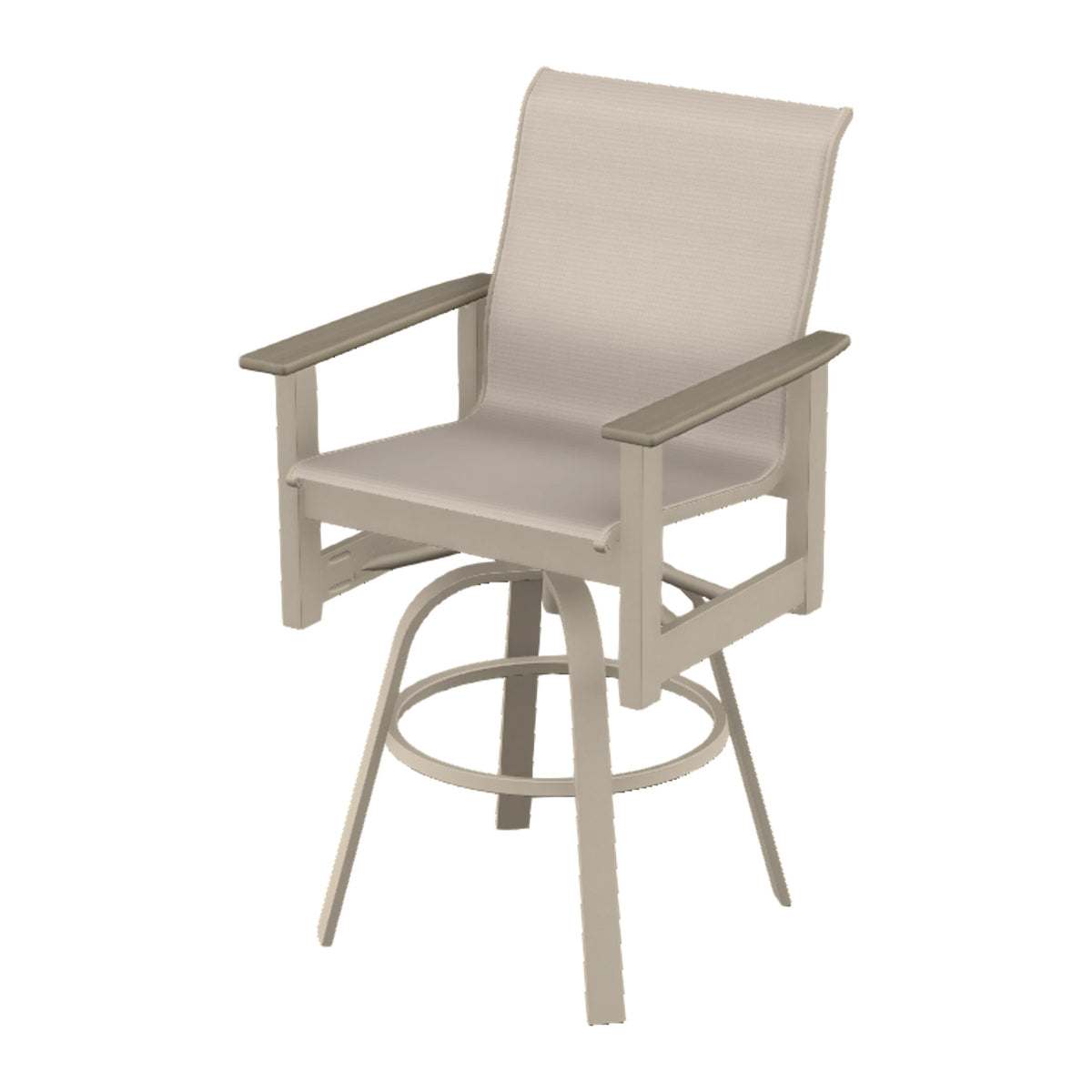 Leeward Sling Bar Swivel Chair — Desert Sand MGP / Weathered Wood Accent
