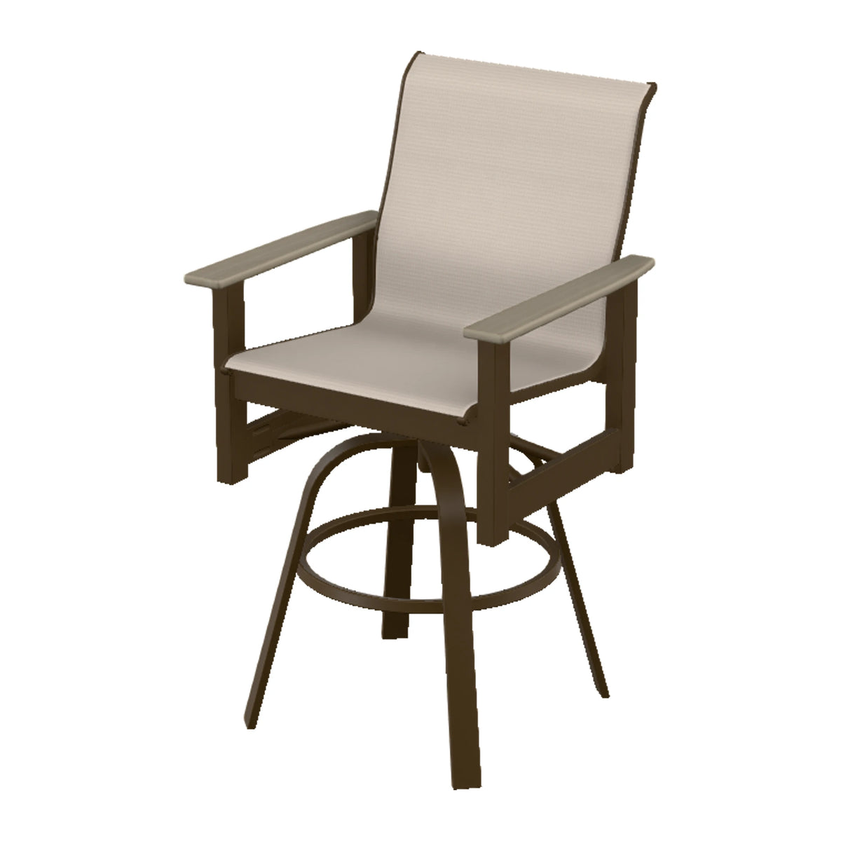 Leeward Sling Bar Swivel Chair — Kona MGP / Weathered Wood Accent