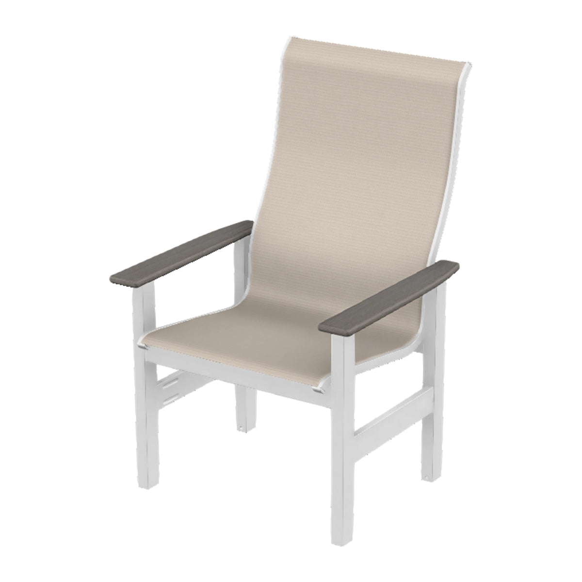 Leeward Sling Supreme Height Armchair — Snow MGP / Boardwalk Accents