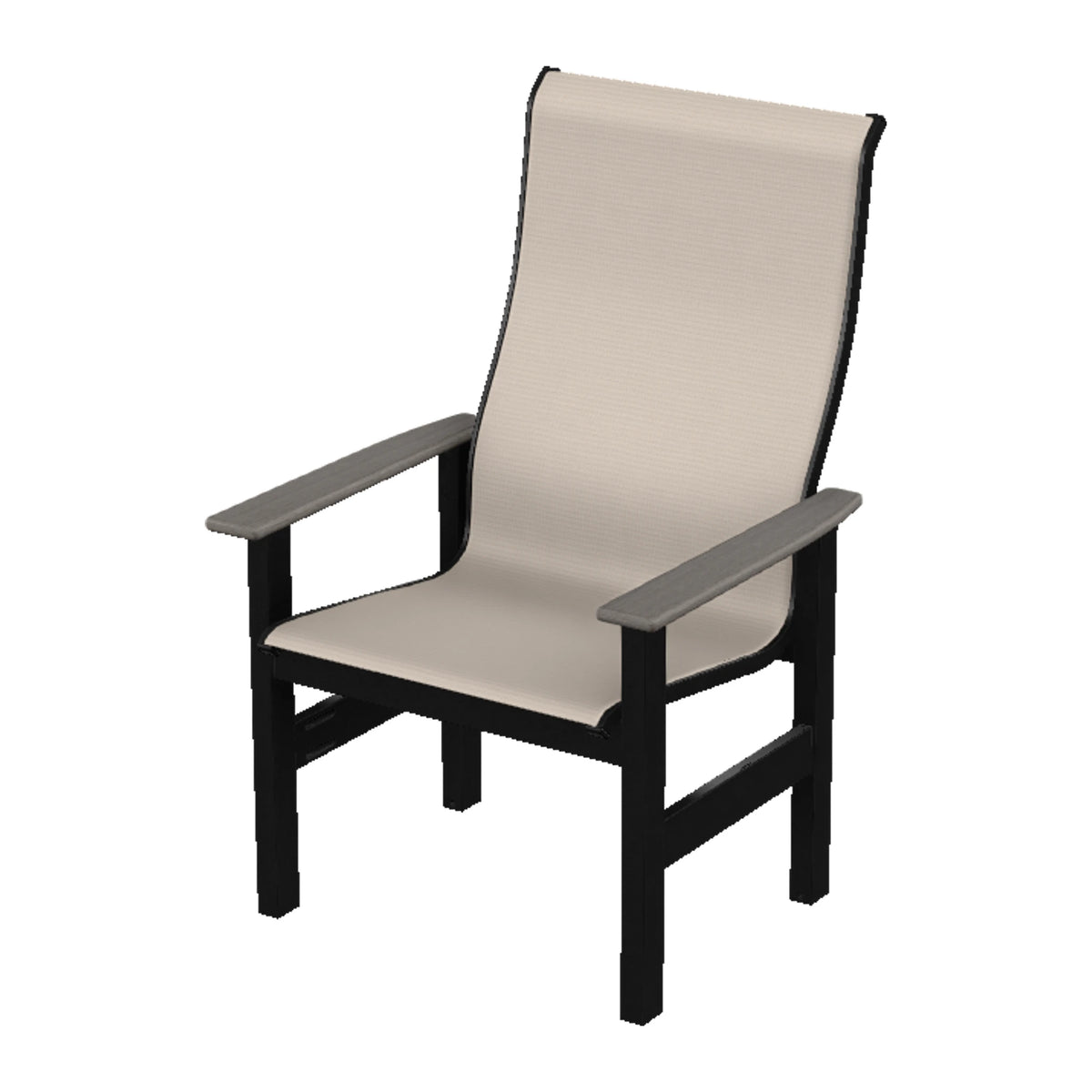 Leeward Sling Supreme Height Armchair — Black MGP / Boardwalk Accents