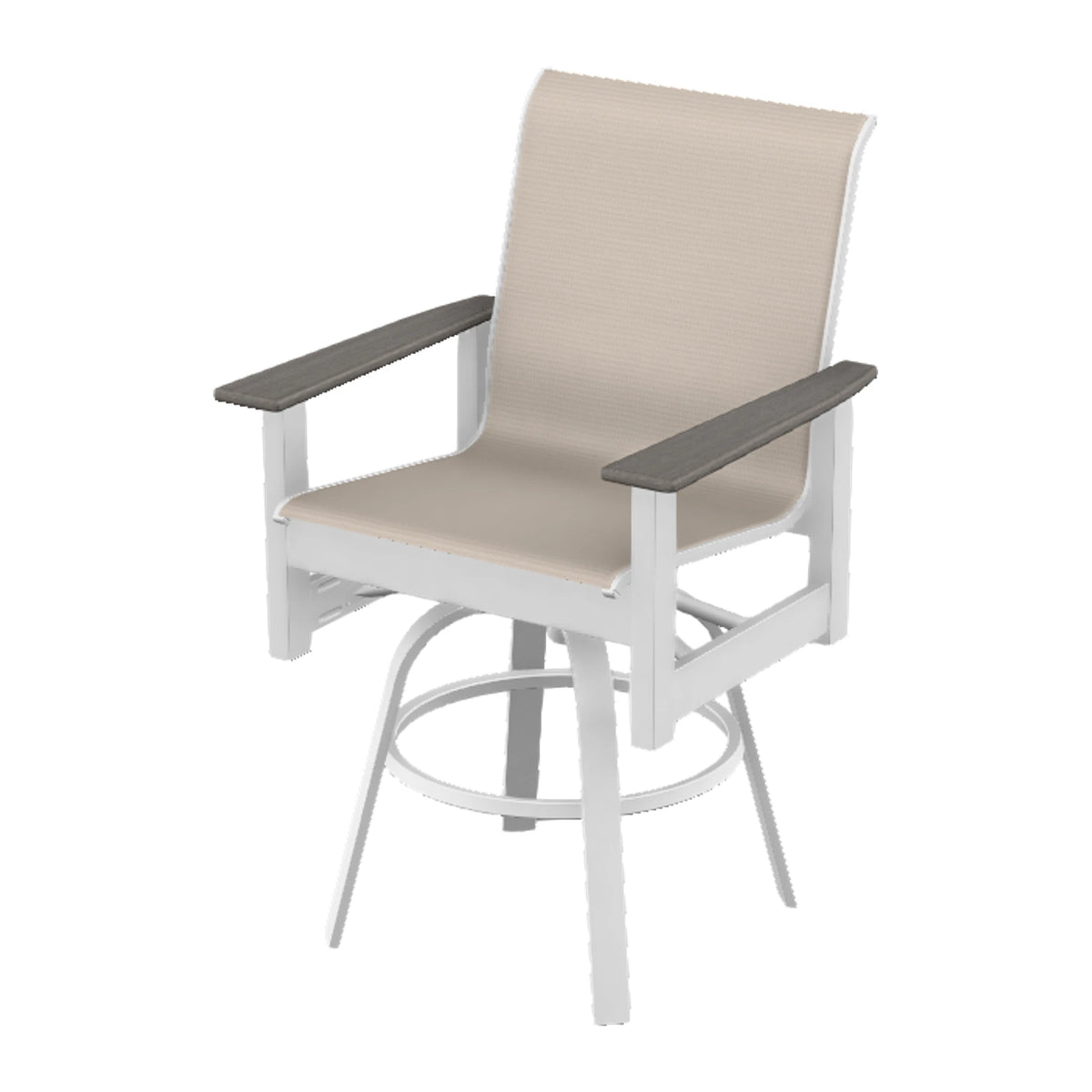 Leeward Sling Balcony Swivel Chair — Snow MGP / Boardwalk Accents