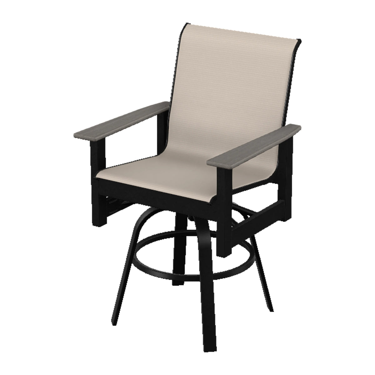 Leeward Sling Balcony Swivel Chair — Black MGP / Boardwalk Accents