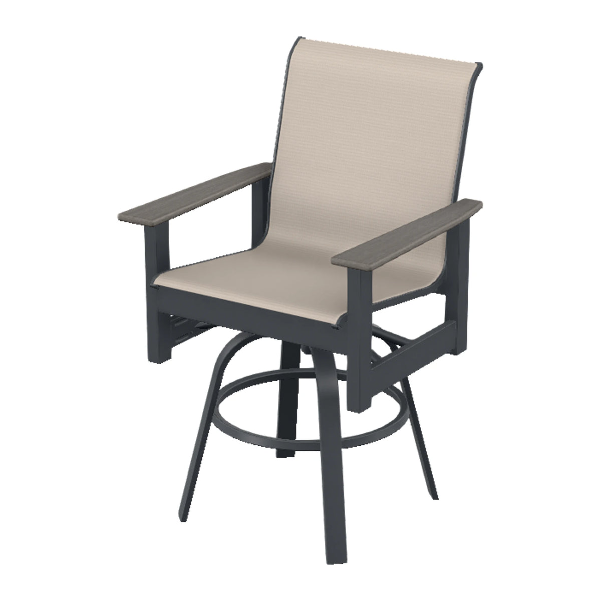 Leeward Sling Balcony Swivel Chair — Classic Graphite MGP / Boardwalk Accents