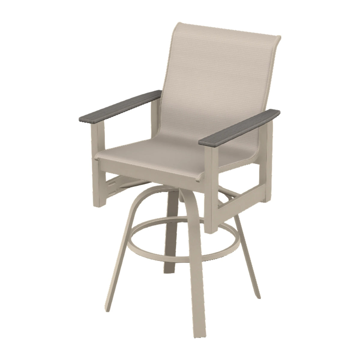 Leeward Sling Bar Swivel Chair — Desert Sand MGP / Boardwalk Accents