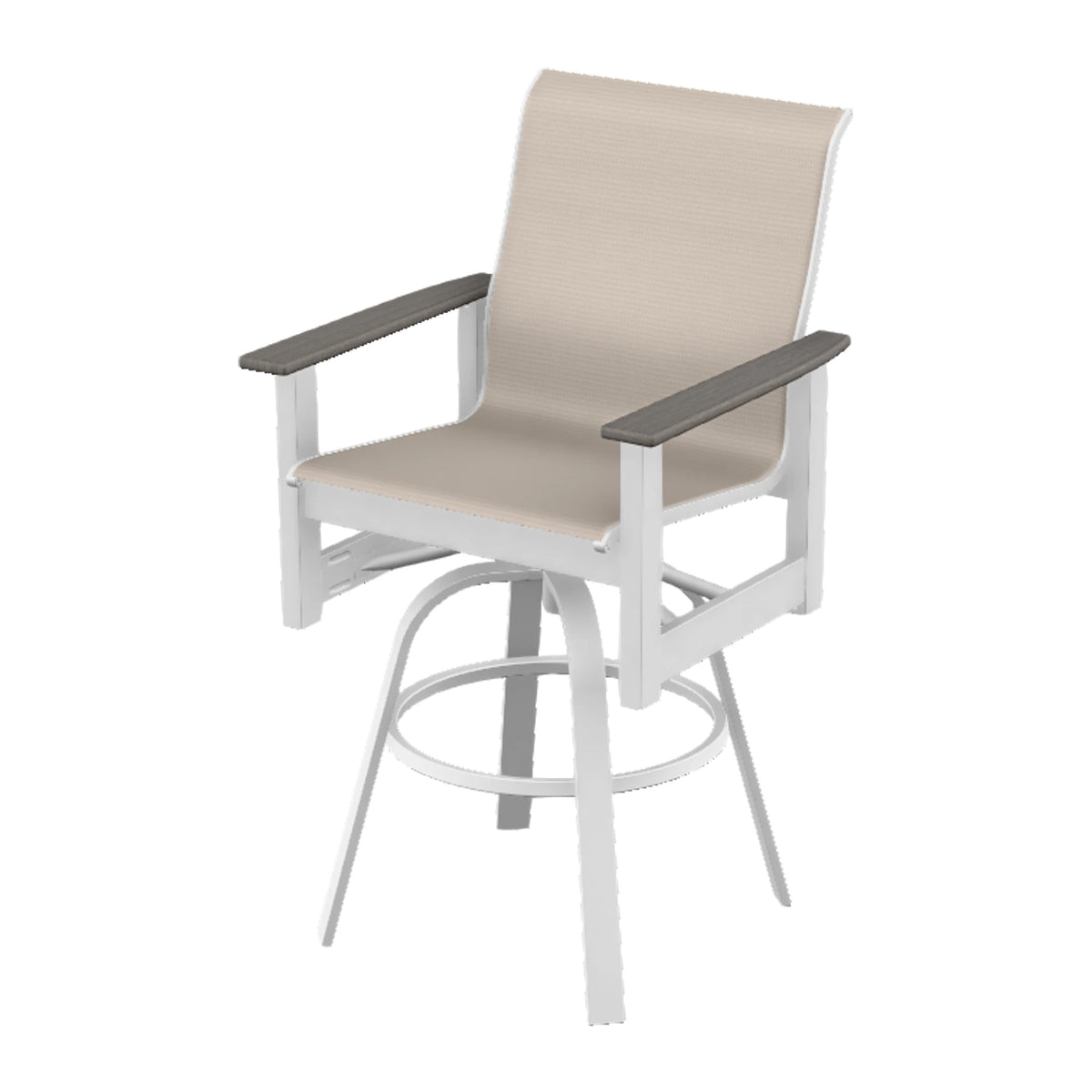Leeward Sling Bar Swivel Chair — Snow MGP / Boardwalk Accents