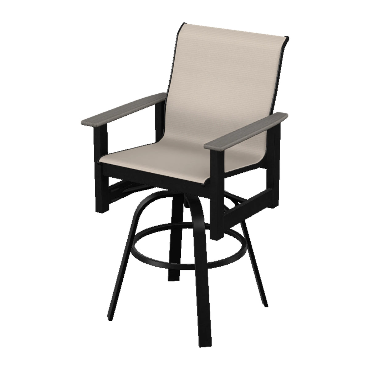 Leeward Sling Bar Swivel Chair — Black MGP / Boardwalk Accents