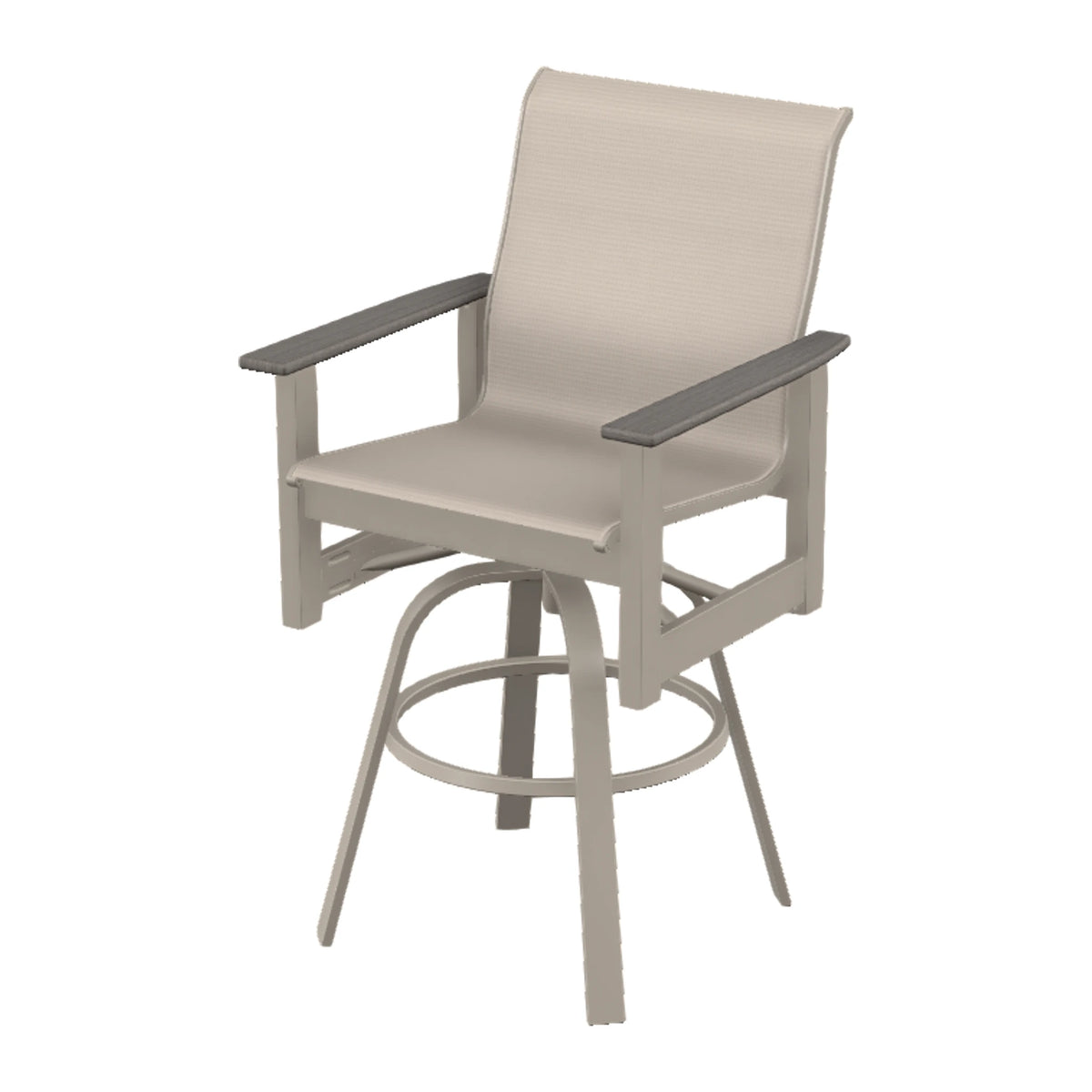 Leeward Sling Bar Swivel Chair — Warm Grey MGP / Boardwalk Accents
