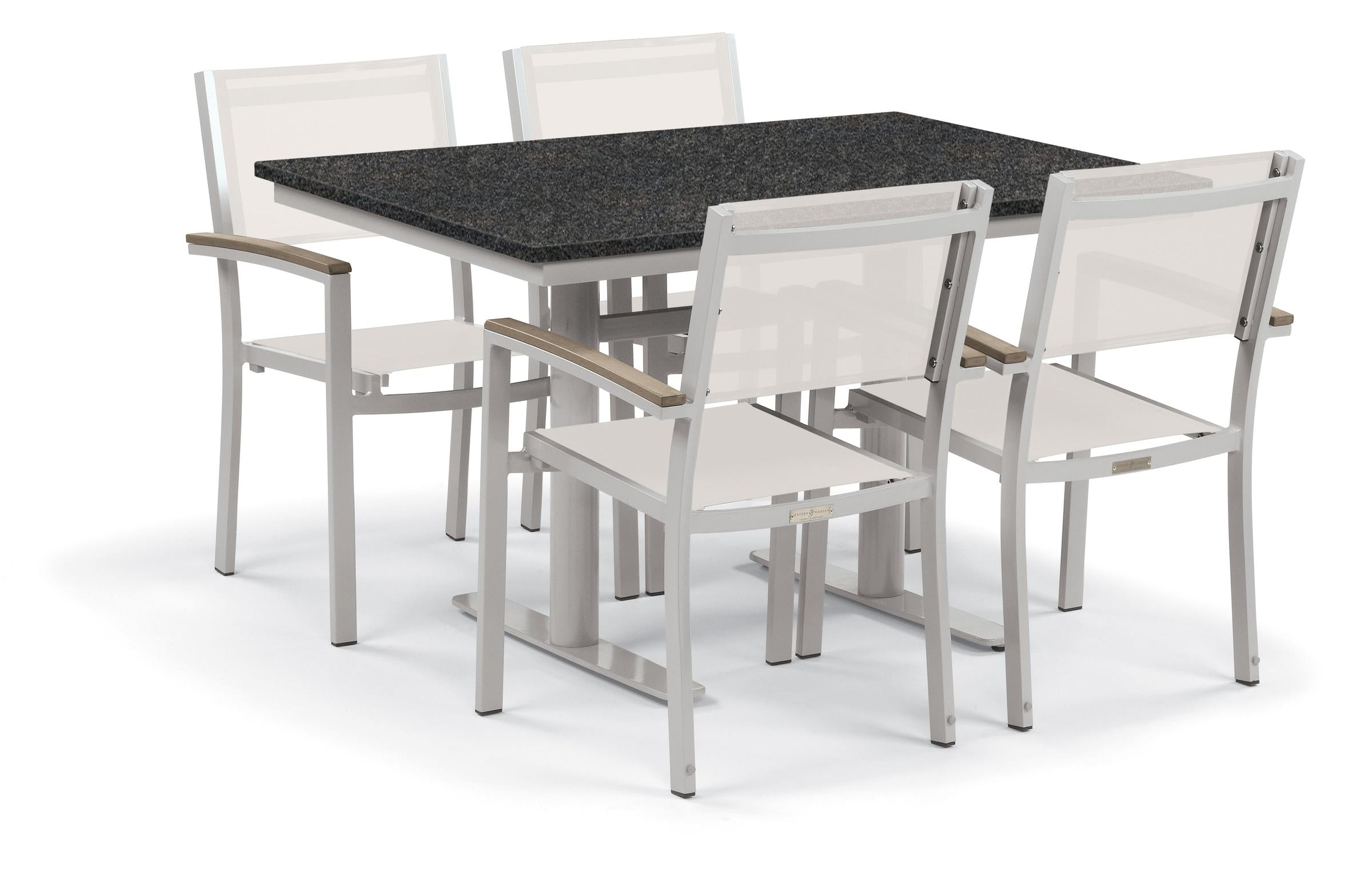 Travira 5-Piece 34X48'' Table And Sling Chair Bistro Set - Natural-Sling Sling - Vintage-Tekwood - Charcoal-Lite-Core Top