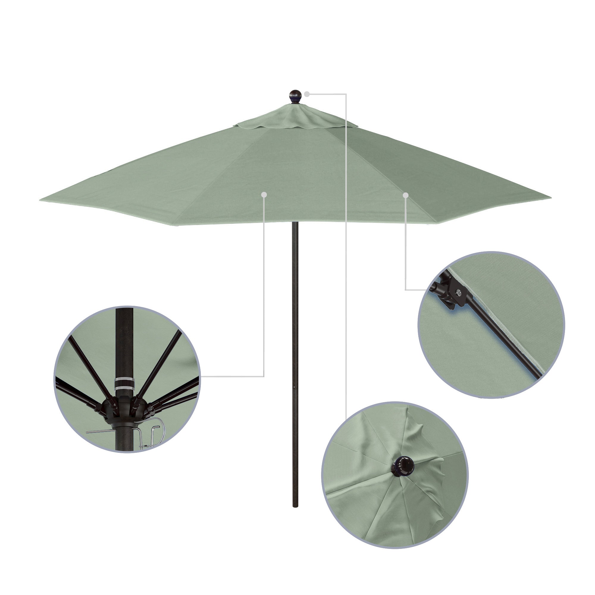 9' Venture Series Patio Umbrella - Sunbrella Fabric