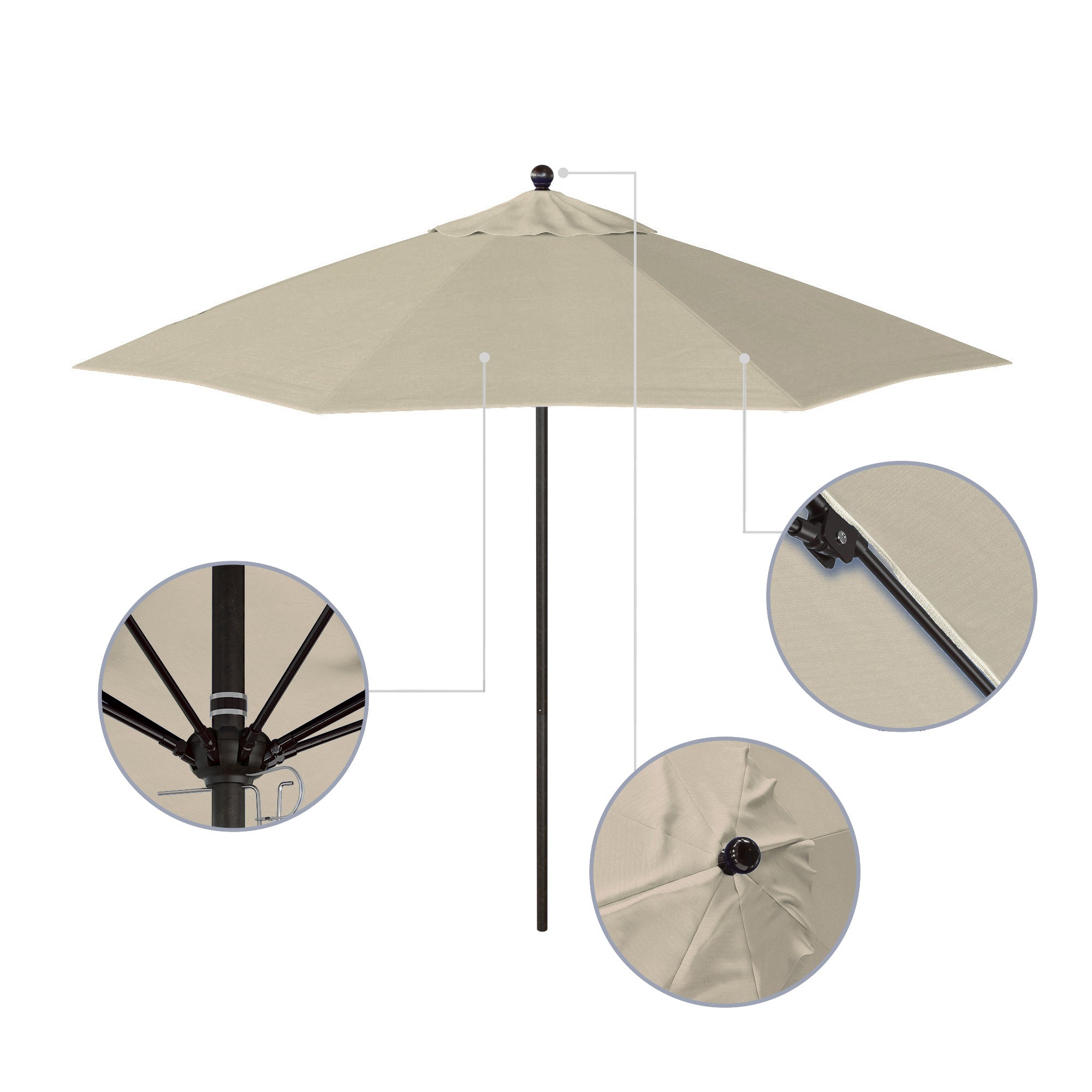 9' Venture Series Patio Umbrella - Sunbrella Fabric